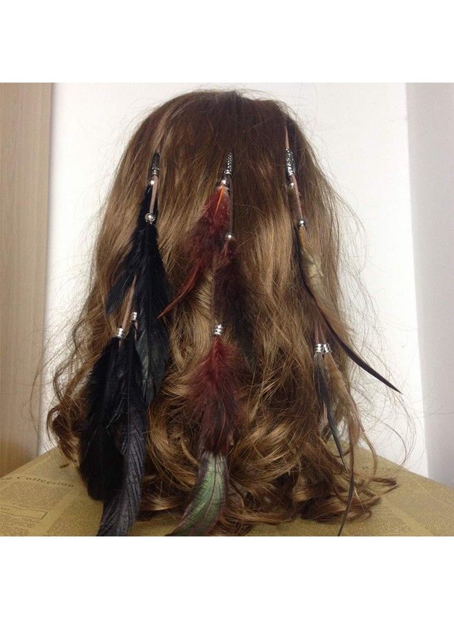 CBLUO Feather Headband Hippie Indian Boho Hair Hoop Tassel Bohemian Headdress Headwear Headpiece Women Girls Kids Crown Hairband Hair Bands Party Decoration Cosplay Costume Handmade Hair Accessories 3 Pack - Image 3