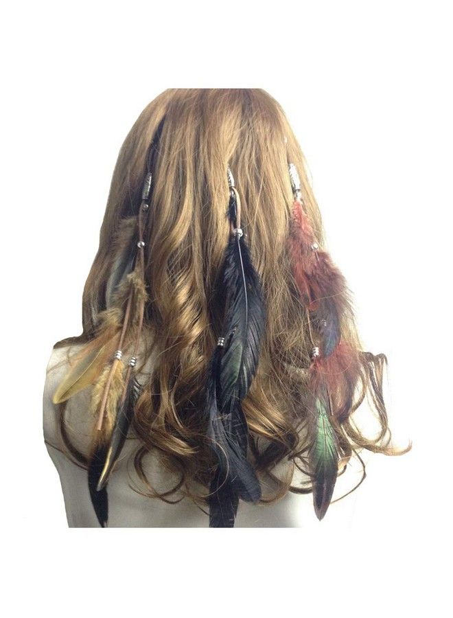 CBLUO Feather Headband Hippie Indian Boho Hair Hoop Tassel Bohemian Headdress Headwear Headpiece Women Girls Kids Crown Hairband Hair Bands Party Decoration Cosplay Costume Handmade Hair Accessories 3 Pack - Image 2