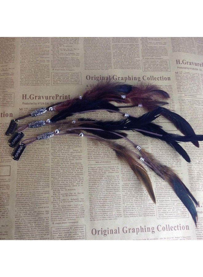 CBLUO Feather Headband Hippie Indian Boho Hair Hoop Tassel Bohemian Headdress Headwear Headpiece Women Girls Kids Crown Hairband Hair Bands Party Decoration Cosplay Costume Handmade Hair Accessories 3 Pack - Image 4