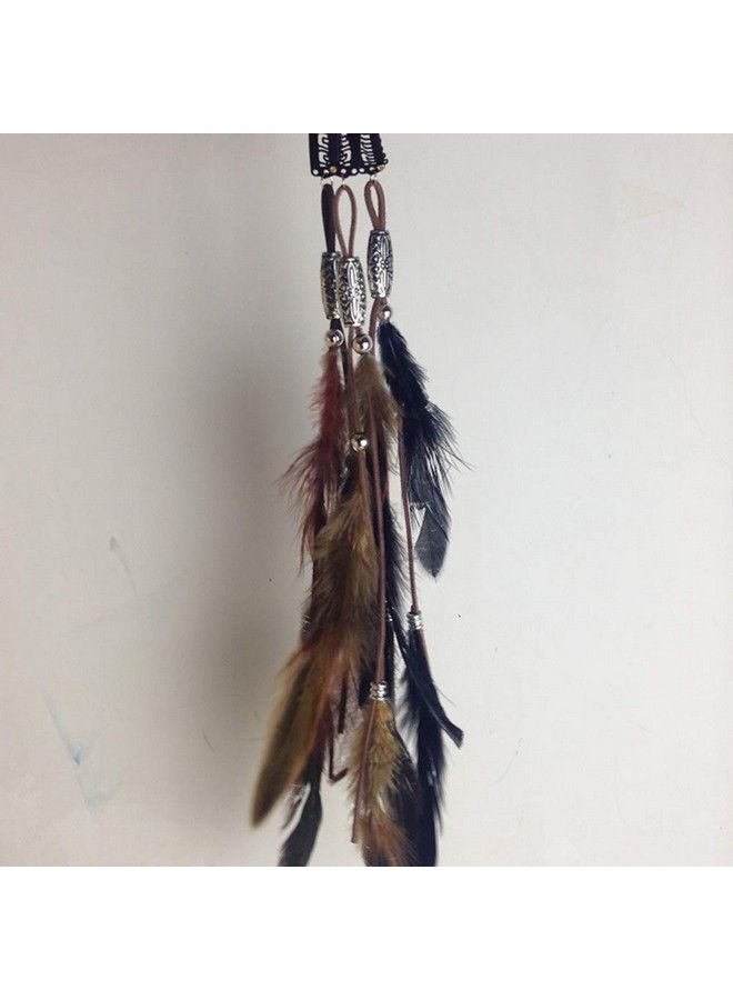 CBLUO Feather Headband Hippie Indian Boho Hair Hoop Tassel Bohemian Headdress Headwear Headpiece Women Girls Kids Crown Hairband Hair Bands Party Decoration Cosplay Costume Handmade Hair Accessories 3 Pack - Image 5