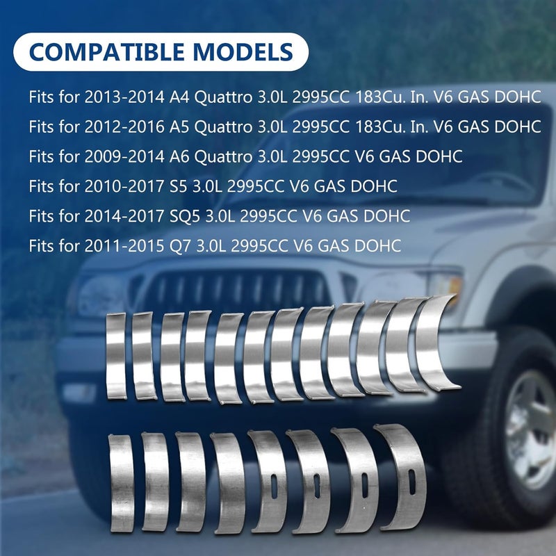 Cycwer 20pcs Main Crankshafts and Conrod Bearings Shells for Audi A5 Quattro and SQ5 - Image 2