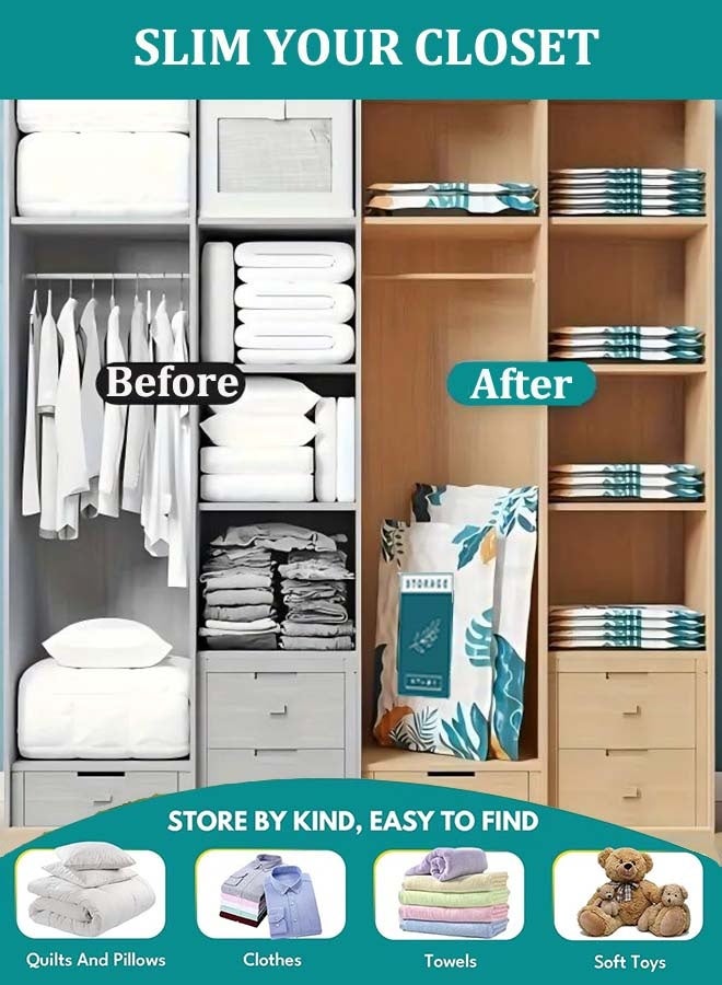 6 Pieces Plastic Vacuum Seal Bag Multi-use Vacuum Bags for Clothes Reusable Vacuum Storage Bag with Pump for Blanket, Duvets, Pillows, Quilt, Mattress, Travel (2 Large/2 Medium/2 Small/1 Pump) - Image 4