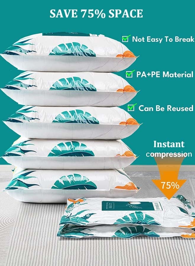 6 Pieces Plastic Vacuum Seal Bag Multi-use Vacuum Bags for Clothes Reusable Vacuum Storage Bag with Pump for Blanket, Duvets, Pillows, Quilt, Mattress, Travel (2 Large/2 Medium/2 Small/1 Pump) - Image 3