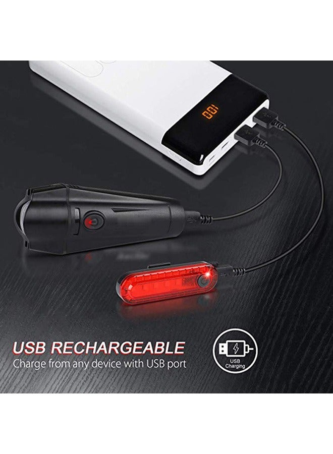 آشر مجموعة مصابيح الدراجة القابلة لإعادة الشحن USB فائقة السطوع من Ascher، مصباح أمامي قوي للدراجة وإضاءة خلفية خلفية، 4 أوضاع إضاءة، سهلة التركيب للرجال والنساء والأطفال وركوب الدراجات على الطرق الجبلية - Image 5