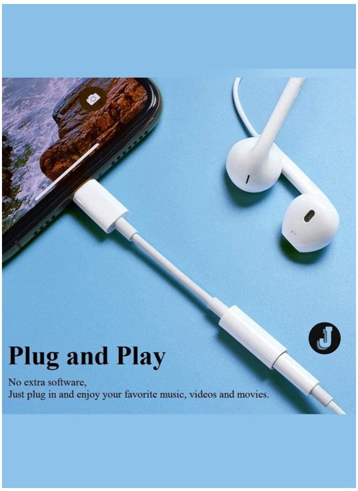 JAJEEK - "2-Pack Lightning to 3.5mm AUX Jack Adapter for iPhone – White Headphone Converter Cable" - Image 1