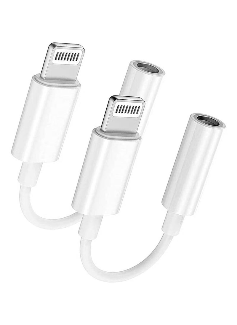 JAJEEK - "2-Pack Lightning to 3.5mm AUX Jack Adapter for iPhone – White Headphone Converter Cable" - Image 1