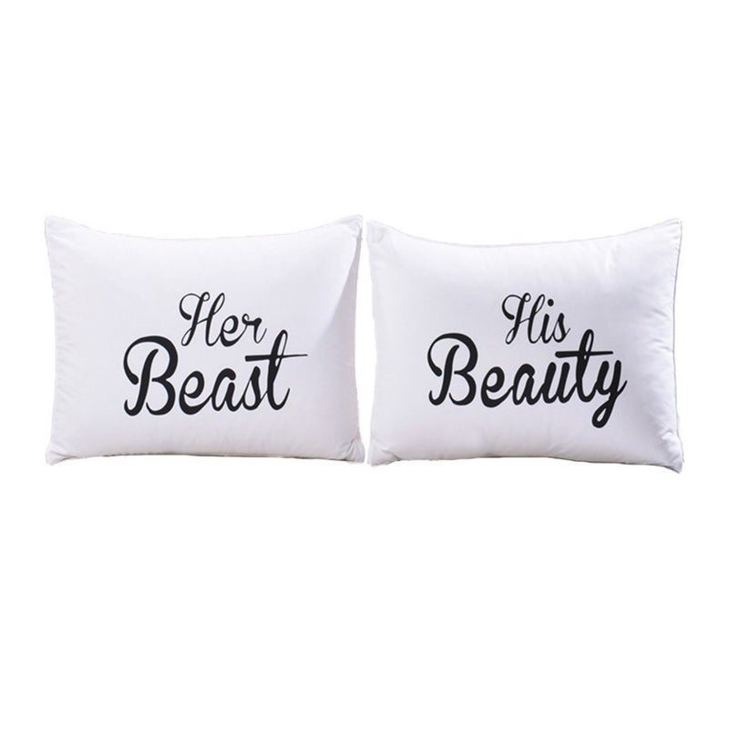 His Beauty and Her Beast Couple Pillowcases His Hers Pillow Case Set Vanlentines Day Gift Wedding Gift for the couple for Him for Her
