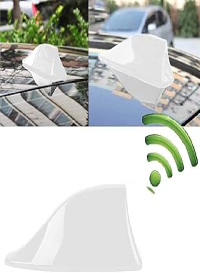 INTVN Car Vehicle Shark Fin, Universal Shark Fin Car Antenna Roof Aerial Roof Antenna Shark Fin Roof Antenna Aerial with Adhesive Base Waterproof (White)