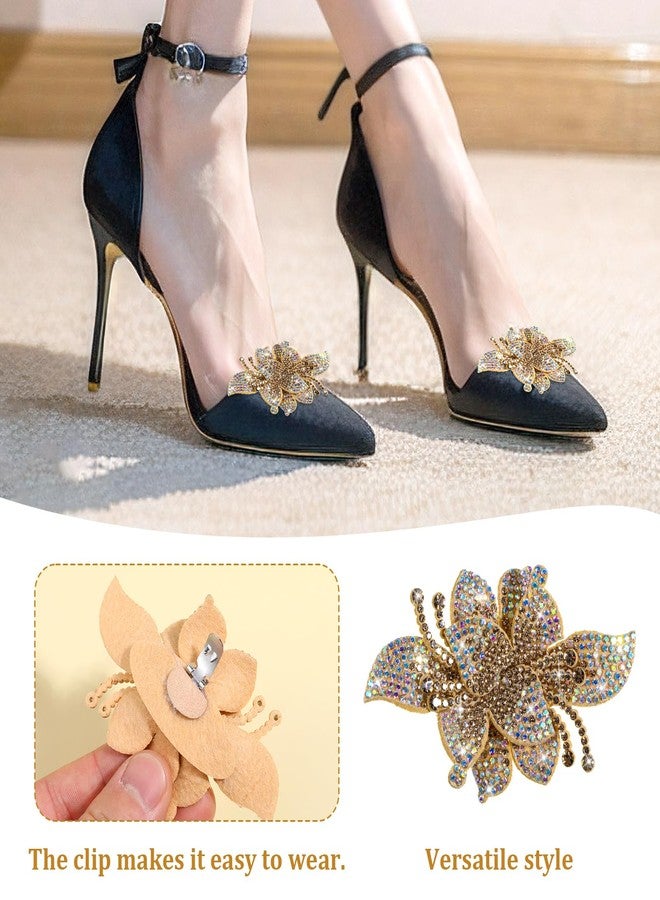 Yuomeaz 2 PCS Shoe Clips for Women Decorative, Gold Rhinestone Shoe Clips, Detachable Shoes Jewelry Clip for Bridal Wedding Party, High Women Heels Accessories - Image 5