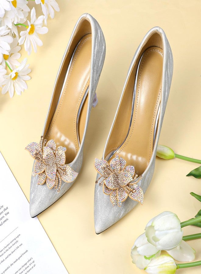 Yuomeaz 2 PCS Shoe Clips for Women Decorative, Gold Rhinestone Shoe Clips, Detachable Shoes Jewelry Clip for Bridal Wedding Party, High Women Heels Accessories - Image 3