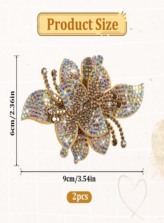 Yuomeaz 2 PCS Shoe Clips for Women Decorative, Gold Rhinestone Shoe Clips, Detachable Shoes Jewelry Clip for Bridal Wedding Party, High Women Heels Accessories - Image 2