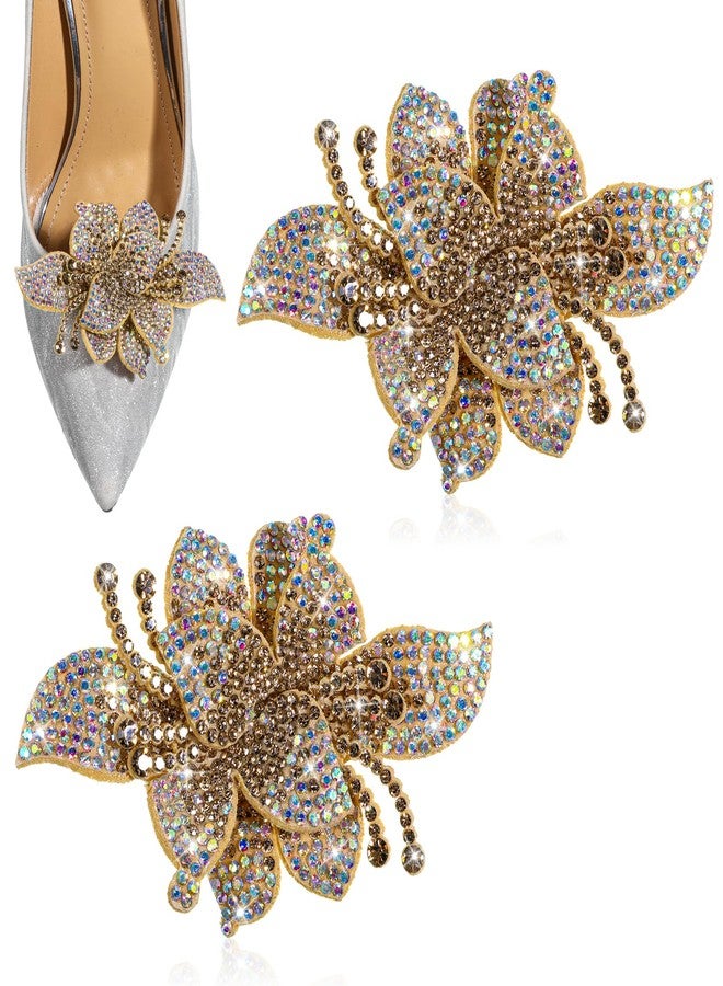 Yuomeaz 2 PCS Shoe Clips for Women Decorative, Gold Rhinestone Shoe Clips, Detachable Shoes Jewelry Clip for Bridal Wedding Party, High Women Heels Accessories - Image 1
