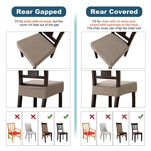 Genina Waterproof Seat Covers for Dining Room Chair Covers Waterproof Dining Chair Covers (4 PCS-Rear-Covered, Taupe) - Image 3