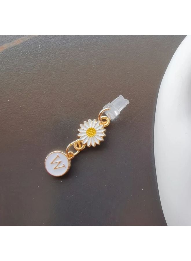Creative Daisy Sunflower Letter W Phone Dust Plug Pendant For iPhone Interface - Image 1