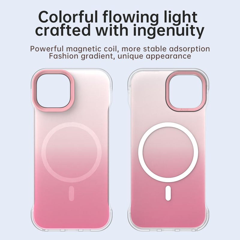 erorex For iPhone 15 Borderless Series Magnetic MagSafe Gradient Color Phone Case(Pink) - Image 4