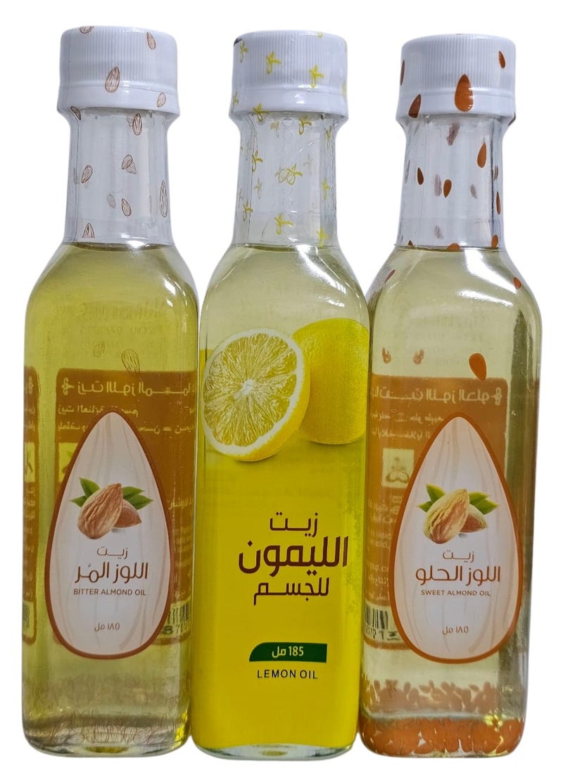 الكريشان زيت اللوز المر +اللوز الحلو +زيت الليمون .للعناية بالجسم 180+180+170 - Image 1
