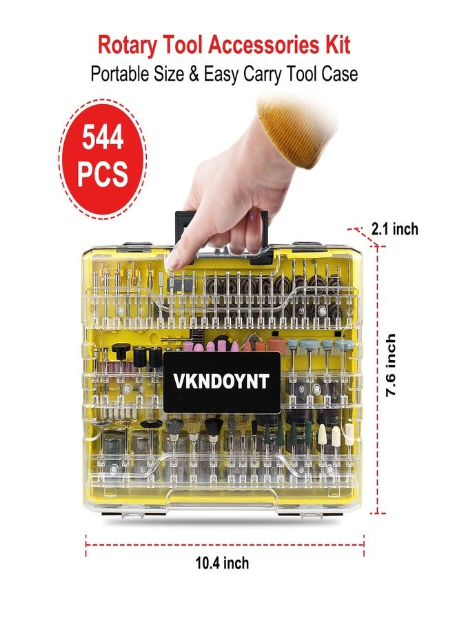 Vkndoynt Rotary Tool Accessories Set, 544 Pieces, 1/8-inch Shank, Cutting Grinding Sanding Kit with Storage Case - Image 4