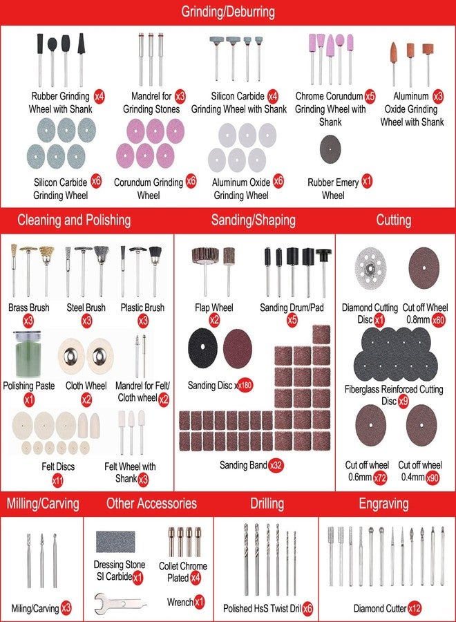 Vkndoynt Rotary Tool Accessories Set, 544 Pieces, 1/8-inch Shank, Cutting Grinding Sanding Kit with Storage Case - Image 2