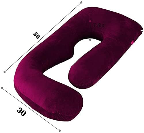 ozly Ultra Soft Pregnancy Pillow for Sleeping, Extra Large J Shaped Body Pillow, Maternity Pillow for Pregnant Women with Velvet Cover (Wine) - Image 5