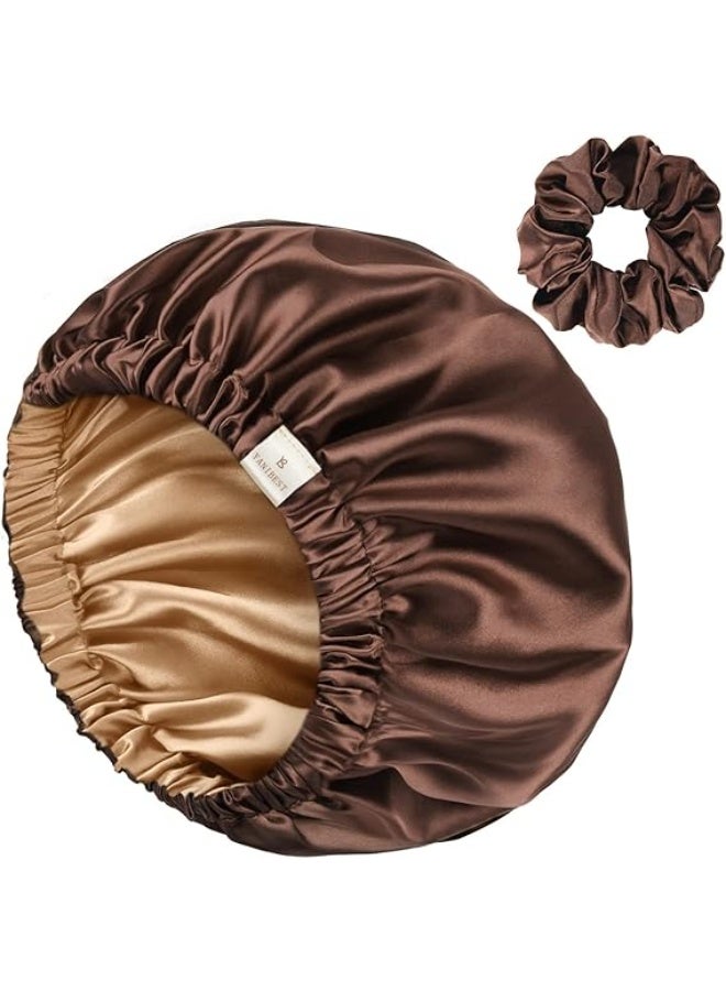 Premium Satin 2 Layers Hair Bonnet + Matching Hair Bow – Protect & Softness for Your Hair – Prevents Tangles & Breakage – Comfortable While Sleeping and Styling – Stylish Multiple Colors - Image 3