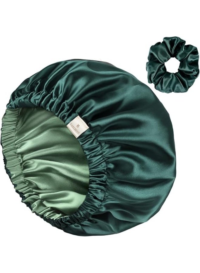 Premium Satin 2 Layers Hair Bonnet + Matching Hair Bow – Protect & Softness for Your Hair – Prevents Tangles & Breakage – Comfortable While Sleeping and Styling – Stylish Multiple Colors - Image 2
