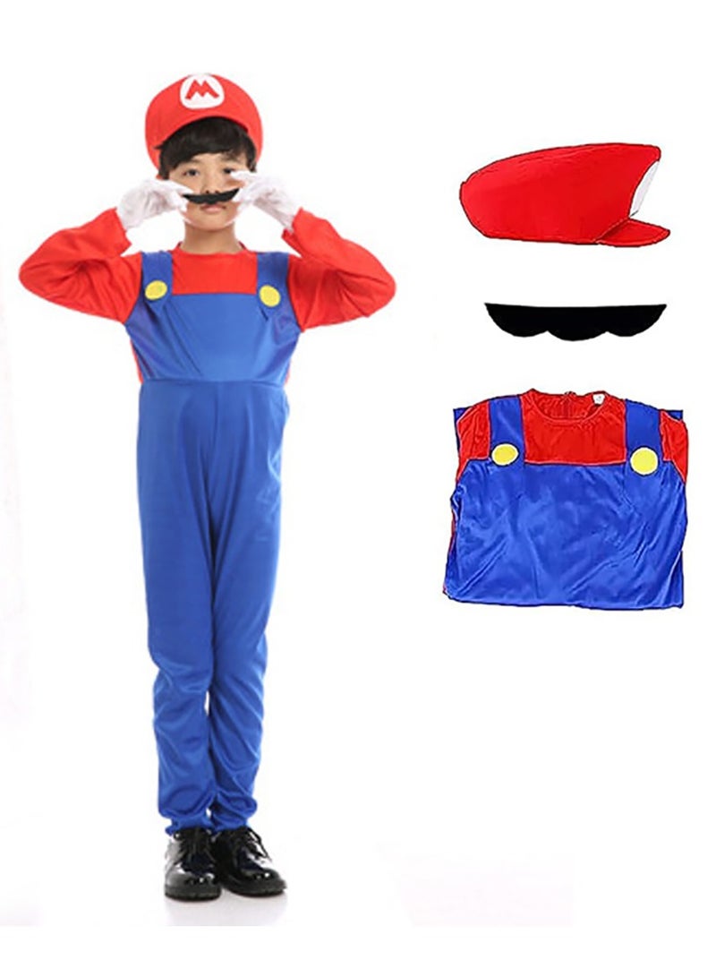 Mario Costume Cosplay Anime Children's Role Play Super Mario (Red) - Image 1