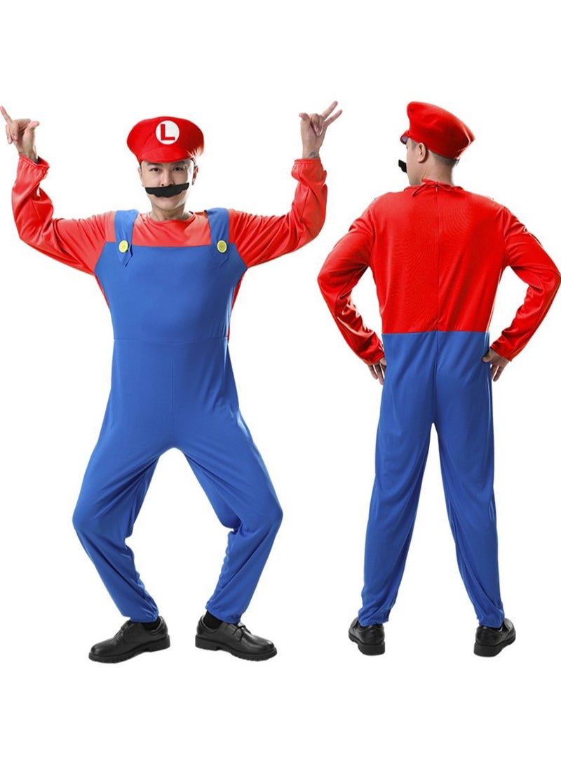 Mario Costume Cosplay Anime Children's Role Play Super Mario (Red) - Image 4