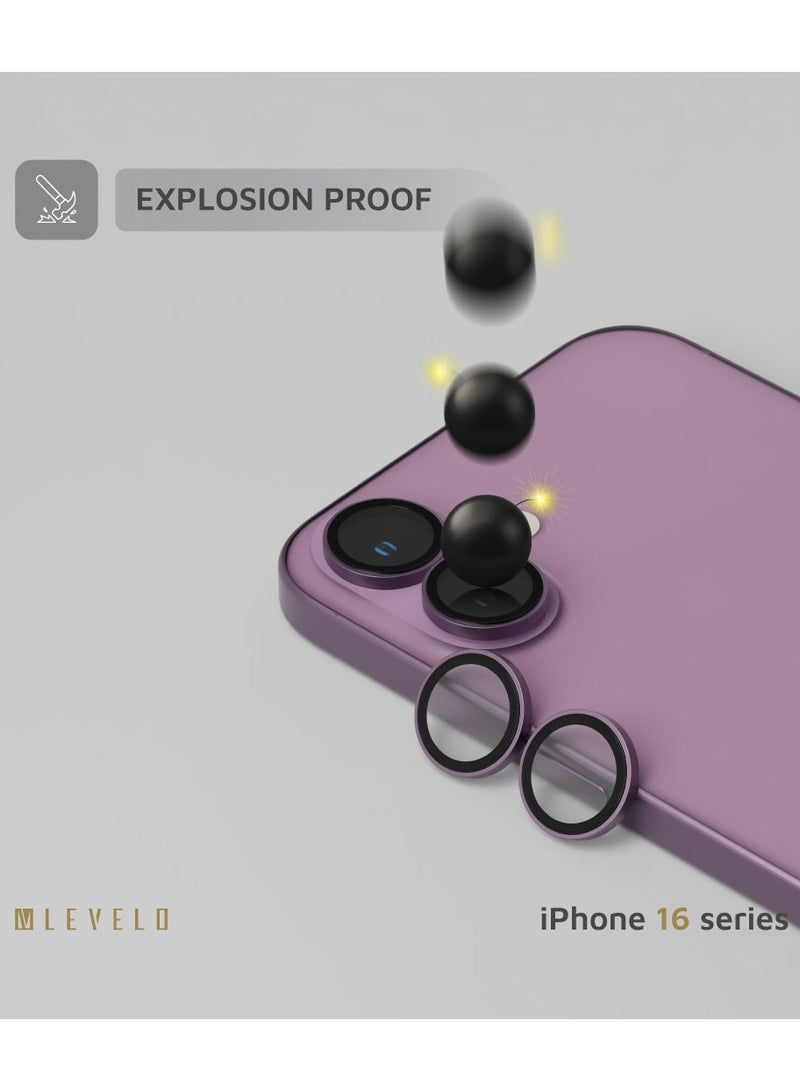 ليفيلو واقي عدسة مزدوج شفاف بنسبة 99% لهاتف iPhone 16/16 Plus - وردي - Image 3