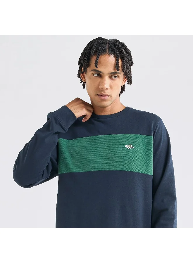 Splash FAV Panelled Sweatshirt with Long Sleeves and Crew Neck