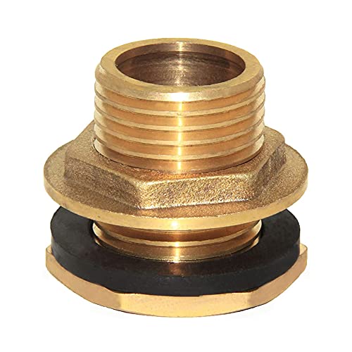 Joywayus 1/2" Male Thread Soild Brass Water Tank Connector Bulkhead Tank Fitting With Rubber Ring Stablizing - Image 1