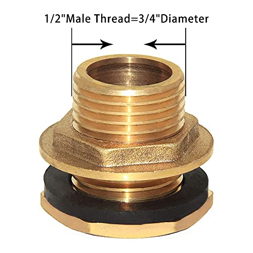 Joywayus 1/2" Male Thread Soild Brass Water Tank Connector Bulkhead Tank Fitting With Rubber Ring Stablizing - Image 2