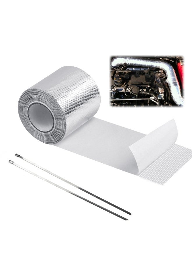 OSHIMA Adhesive Heat Heat Shield Tape, Aluminum Foil Shield Reflective Wrap Roll, Resistant High Temperature Tape Fiberglass, Exhaust Bandage. - Image 1