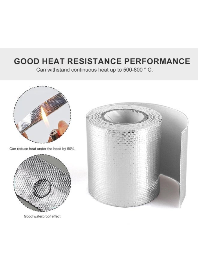 OSHIMA Adhesive Heat Heat Shield Tape, Aluminum Foil Shield Reflective Wrap Roll, Resistant High Temperature Tape Fiberglass, Exhaust Bandage. - Image 5