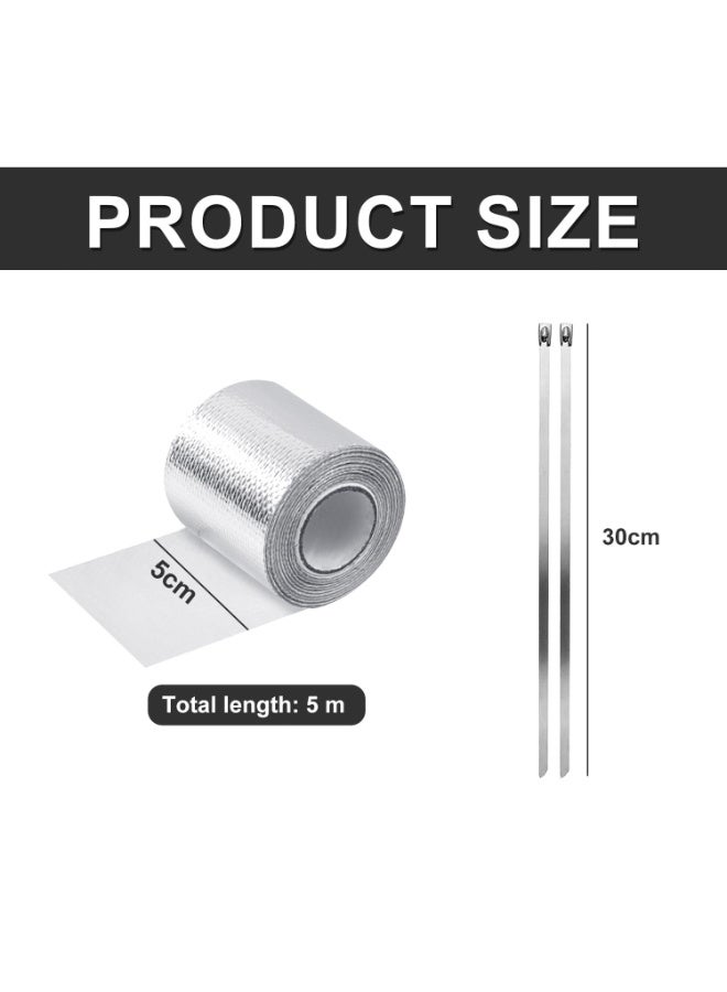 OSHIMA Adhesive Heat Heat Shield Tape, Aluminum Foil Shield Reflective Wrap Roll, Resistant High Temperature Tape Fiberglass, Exhaust Bandage. - Image 2