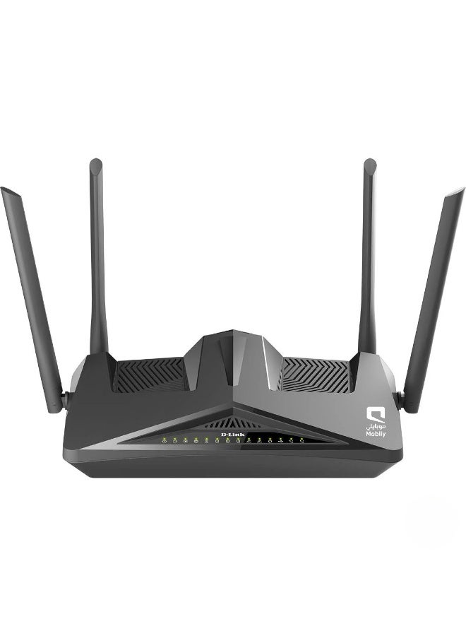 Mobily D-Link - Superfast Fiber Optic Internet | AX1800 Wi-Fi 6 up to ~574 Mbps on 2.4 GHz + ~1200 Mbps on 5 GHz | VDSL2, Gaming, DSL, NBN Compatible modems and Networking Devices, NBN routers for Home & Office | DSL-X1852E - Black - Image 1