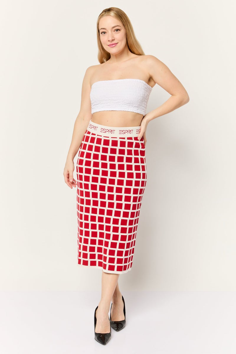 ESPRIT Women Checkered Midi Skirt, Multicolor - Image 4
