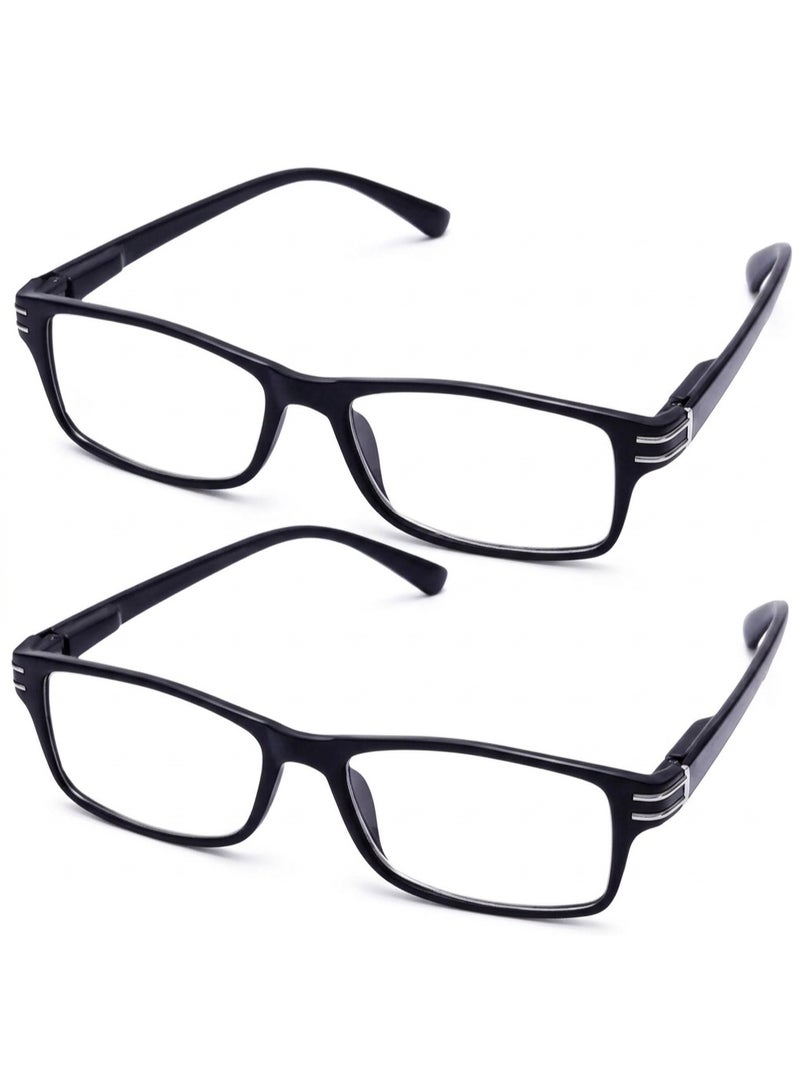 2-Piece Unisex Prescription Reading Glasses Set - Flexible, Shatterproof Frames and Scratch-Resistant Lenses - Comfortable, Stylish Design in All Sizes and Colors - Includes (2 Cases + 2 Original Cleaning Cloths) - Image 1