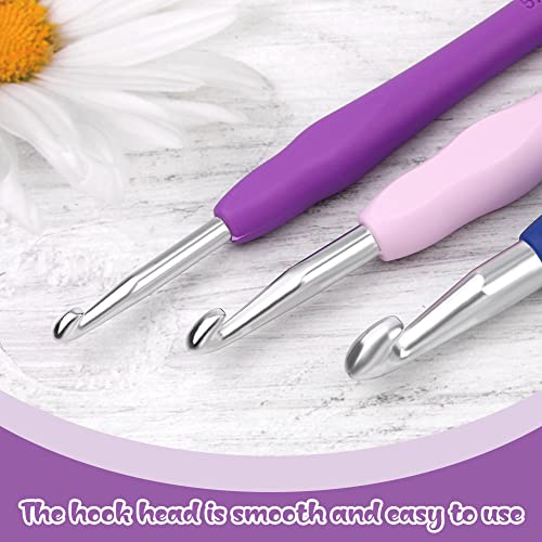 Mayboos 3 Sizes Crochet Hooks,Ergonomic Arthritis Handle,5.5 inch Long Beginner's Knitting Needle and Color Soft Handle Smooth Knitting Needle DIY Knitting Kit for Knitting Sweaters,Scarves and Hats - Image 3