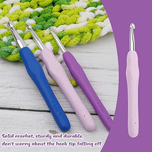 Mayboos 3 Sizes Crochet Hooks,Ergonomic Arthritis Handle,5.5 inch Long Beginner's Knitting Needle and Color Soft Handle Smooth Knitting Needle DIY Knitting Kit for Knitting Sweaters,Scarves and Hats - Image 5