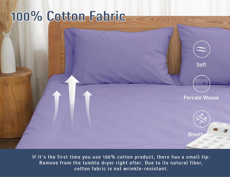 HOMTEC Cotton Pillow Cases King Size Set of 2  20 by 40 inches King Pillow Cases  Purple King Pillow Cases  King Pillowcases Cotton Percale Weave Pre-Shrunk Breathable and Hypoallergenic - Image 4