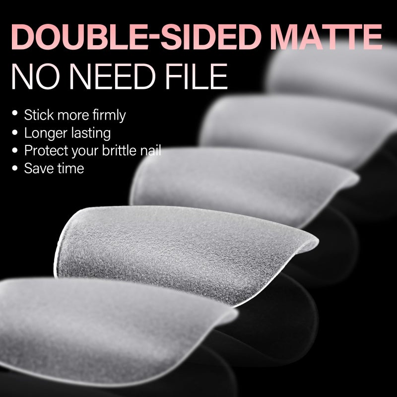 AILLSA Extra Short Coffin Nail Tips 450PCS Full Cover Acrylic Gel Clear Nail Tips Double-sided Matte Pre-Shaped Press on False Nail Tips for Nail Extension Fake Nails Manicure 15 Sizes - Image 2