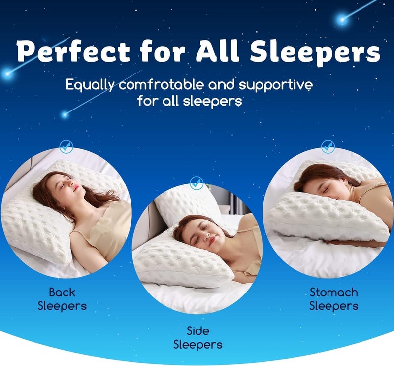 KUCEY Cooling Side Sleeper Pillow for Neck and Shoulder Pain, Luxury Shredded Memory Foam Curved Bed Pillows for Sleeping Set of 1- Adjustable Standard Size- Washable Cover Crescent White - Image 4
