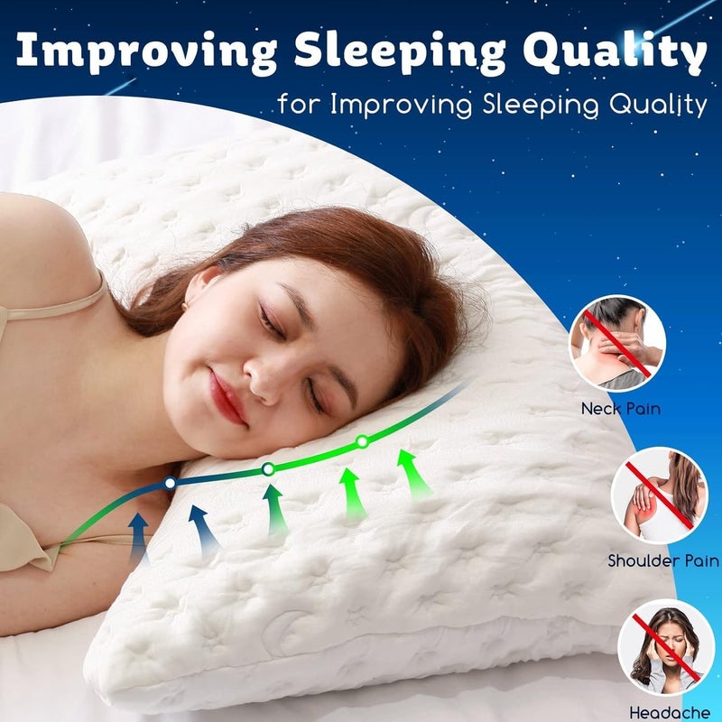 KUCEY Cooling Side Sleeper Pillow for Neck and Shoulder Pain, Luxury Shredded Memory Foam Curved Bed Pillows for Sleeping Set of 1- Adjustable Standard Size- Washable Cover Crescent White - Image 5