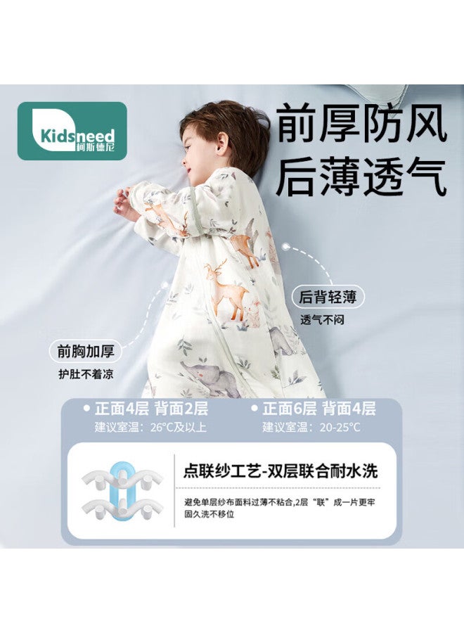 Kidsneed Baby Sleeping Bag Children's Spring And Summer Front 4 Back 2 Bamboo Cotton Gauze Leg-wrapped Baby Onesie Anti-kick Quilt Panda M Code