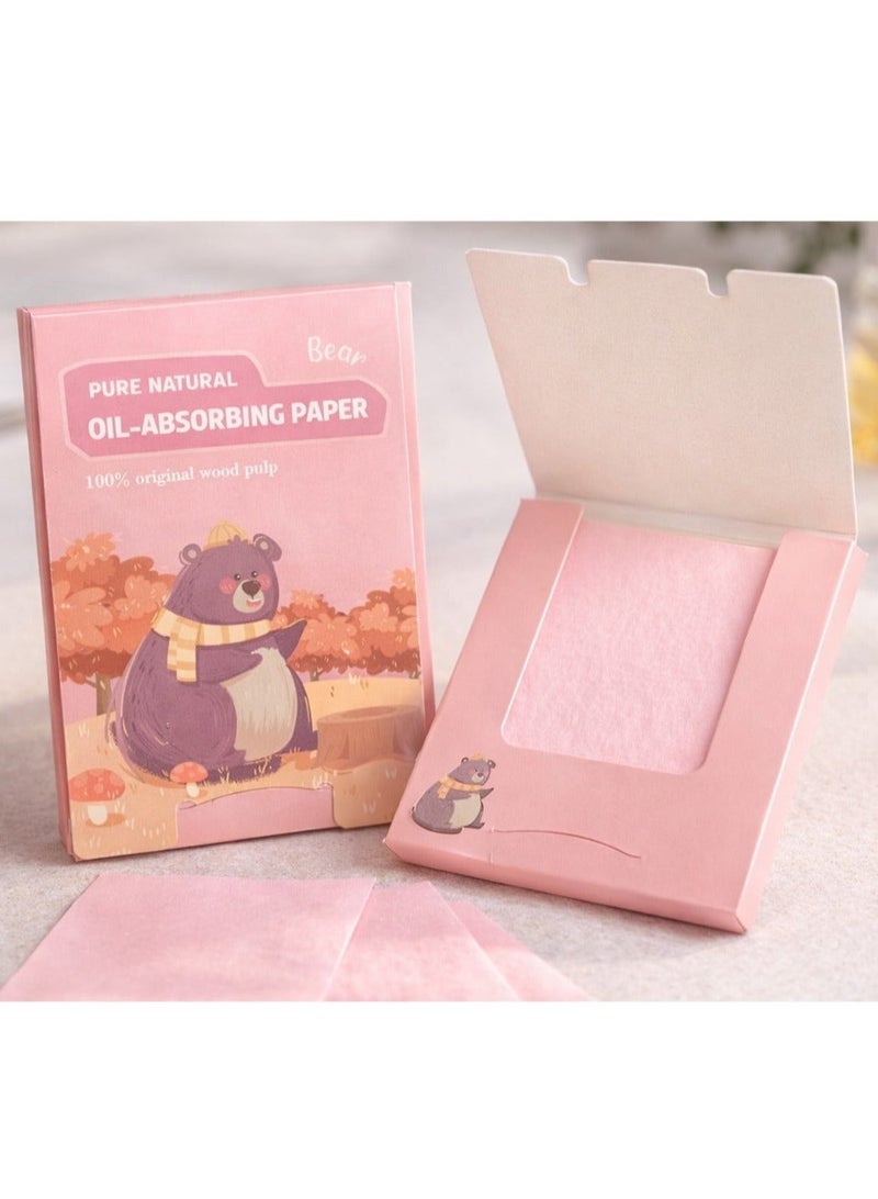 Bear-shaped oil-absorbing wipes for the face - Instant removal of oil and shine - Lightweight and easy to use - (100 pieces inside the pack) - Image 2