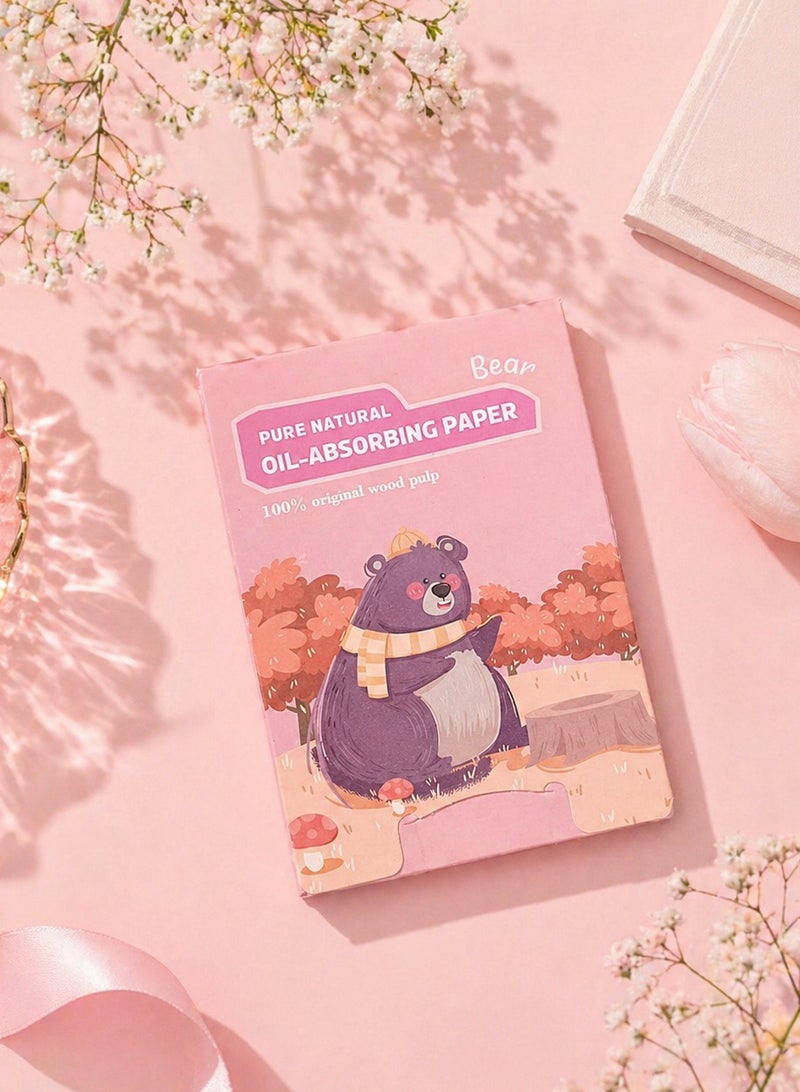 Bear-shaped oil-absorbing wipes for the face - Instant removal of oil and shine - Lightweight and easy to use - (100 pieces inside the pack) - Image 4