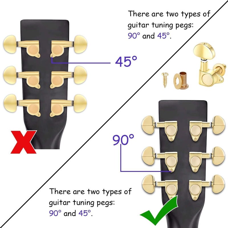 Gusnilo Guitar Tuner Pegs 1set 3l3r Grover-style Guitar Tuner Grover Tuners Head Gold - Image 4
