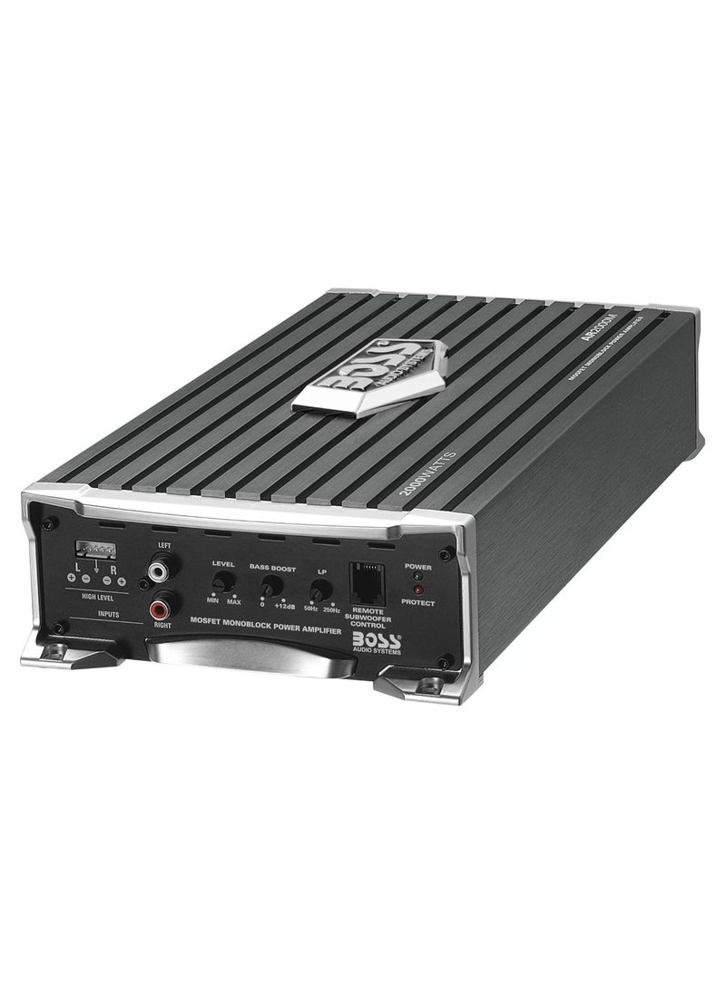 BOSS AUDIO SYSTEMS - BOSS Audio Systems AR2000M Monoblock Car Amplifier - 2000 Watts, 2-4 Ohm Stable, Class A-B, Mosfet Power Supply - Image 1