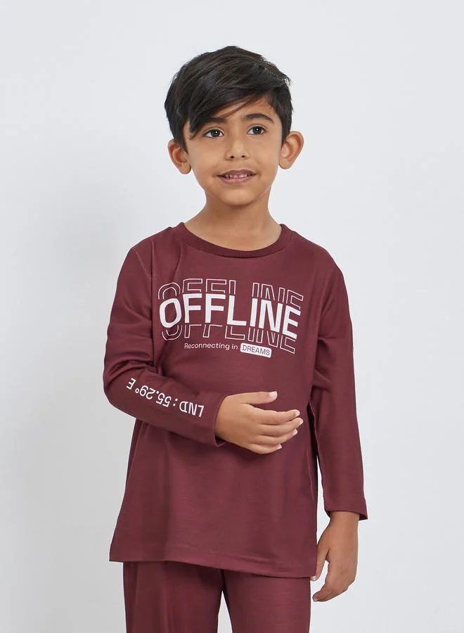 ستايلي Styli Boys Slogan T-Shirt and Pyjama Set