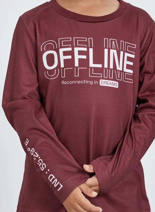 ستايلي Styli Boys Slogan T-Shirt and Pyjama Set